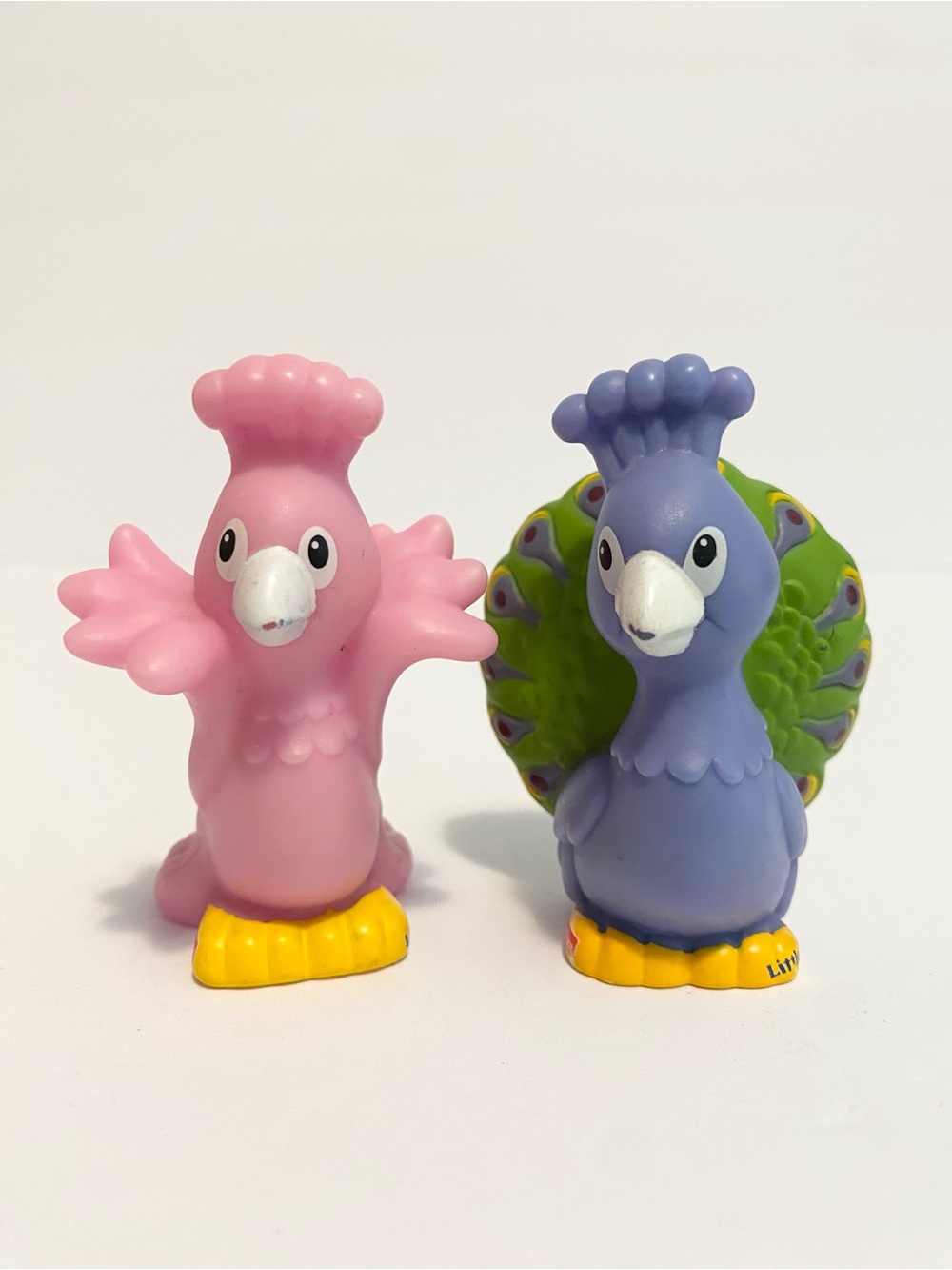 Little People Peacock Animal Pair Blue Pink Bird Noah’s Ark Fisher Price Toy Lot